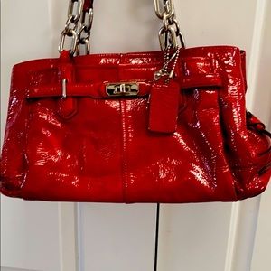 Red coach hand bag. Gently used. Lots of storage